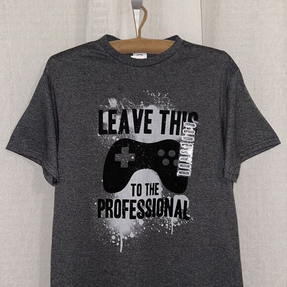 Delta M Charcoal Gray Silver Black Gaming Short Sleeve Cotton Blend Tee - Picture 3 of 12